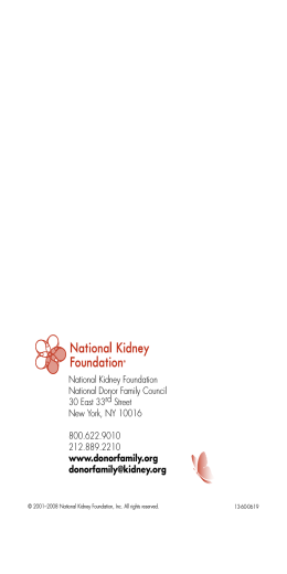 National Kidney Foundation National Donor Family Council 30 East