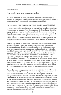 La violencia en la comunidad - Evangelical Lutheran Church in