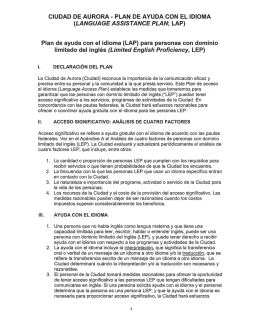 Plan de ayuda con el idioma (LAP) para personas con dominio
