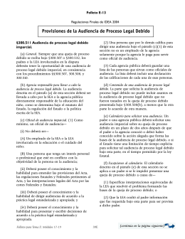 Provisiones de la Audiencia de Proceso Legal