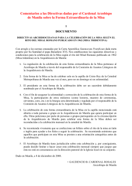 Comentarios a las Directivas dadas por el Cardenal Arzobispo de