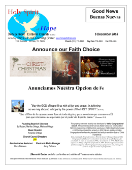 22 November 2015 - Holy Spirit of Hope Catholic Charismatic Church