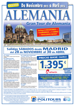 Gran Tour Salidas Sábados del 28 de Noviembre al 30