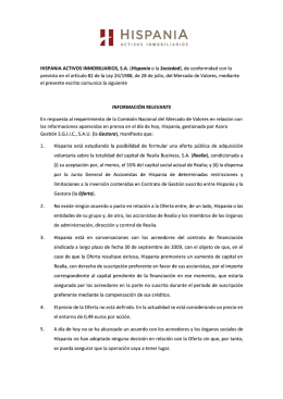 comunicado remitido este jueves por la sociedad a la