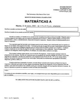 SPANISH EDITION MATHEMATICS A TUESDAY, JANUARY 22, 2002