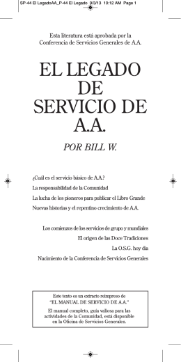 SP-44 El Legado de Servicio de A.A. - POR BILL W.