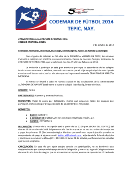 CONVOCATORIA A LA CODEMAR DE FUTBOL 2014. COLEGIO
