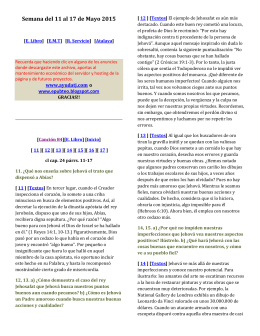Semana del 11 al 17 de Mayo 2015