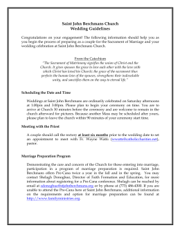 Saint John Berchmans Church Wedding Guidelines