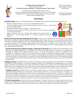 School News - Cambridge Elementary PTO