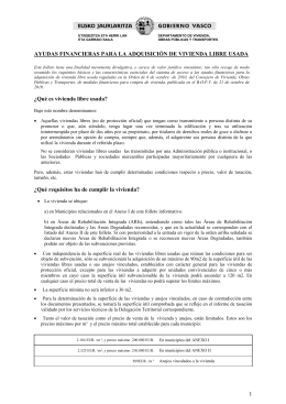 Ayudas financieras para la adquisici&oacute;n de vivienda libre usada