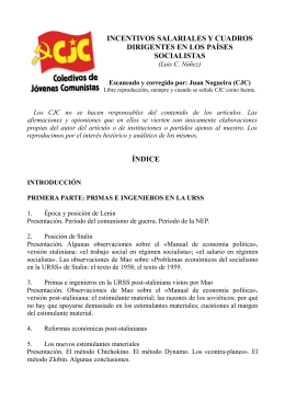 Incentivos salariales y Cuadros Dirigentes en los Países Socialistas