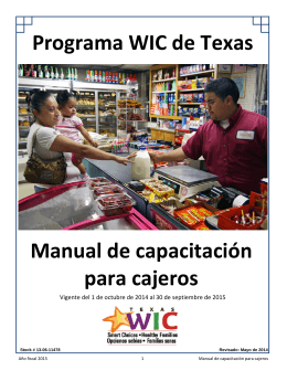 Programa WIC de Texas Manual de capacitación para cajeros