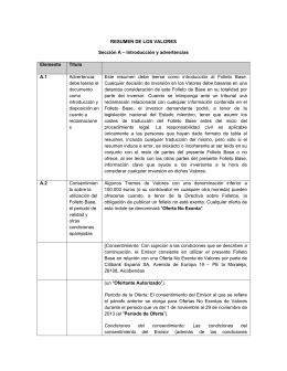 RESUMEN DE LOS VALORES Sección A – Introducción y