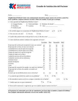 Patient Satisfaction Survey - Neighborhood Medical Center