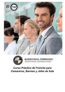 Curso Práctico de Francés para Camareros, Barman y Jefes de Sala