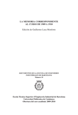 LA MEMORIA CORRESPONDIENTE AL CURSO DE 1909 A 1910