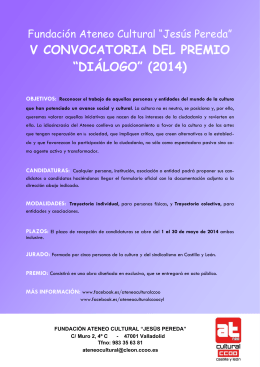 Folleto V Convocatoria del Premio Dialogo 2014.