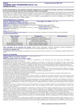 PALMERA AZUL INVERSIONES SICAV, S.A.