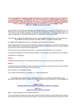 Reglamento de Ejecución del Convenio relativo a