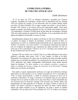 COMO INGLATERRA SE VOLVIÓ ANGLICANA Edith Delamare
