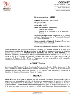 Recomendación: 10/2010 - Comisión de Derechos Humanos del