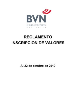REGLAMENTO INSCRIPCION DE VALORES
