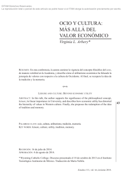 OCIO Y CULTURA: MáS ALLá DEL VALOR ECONóMICO
