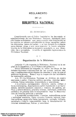 Acuerdo - Reglamento de la Biblioteca Nacional