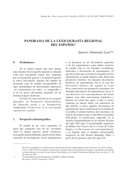 Panorama de la lexicografía regional del esPañol* Ignacio