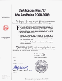 Certificación Núm. 17, Año Académico 2008-2009
