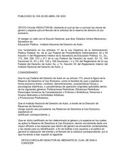publicado el dia 29 de abril de 20ü3