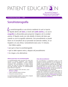 Patient Education Pamphlet, SP175, Sonohisterografía