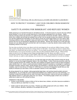 safety planning for immigrant and refugee women