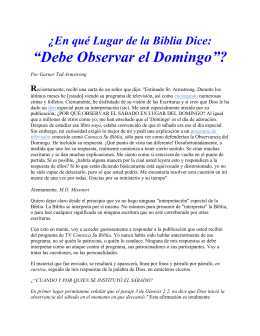 “Debe Observar el Domingo”? - Garner Ted Armstrong Evangelistic