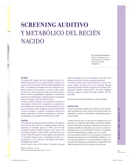 screening auditivo y metabólico del recién nacido