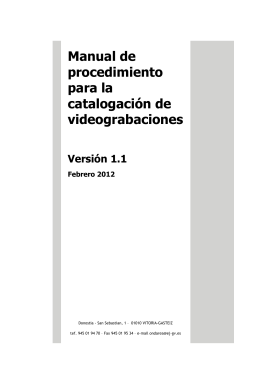 Manual de procedimiento para la catalogación de videograbaciones