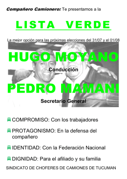 Prpuesta Lista Verde - Sindicato de Camioneros de Tucumán