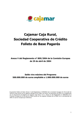 Cajamar Caja Rural, Sociedad Cooperativa de Crédito Folleto de