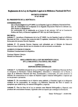 Reglamento de la Ley de Depósito Legal enla Biblioteca Nacional