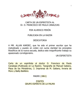 CARTA DE UN ESPIRITISTA AL Dr. D. FRANCISCO DE PAULA