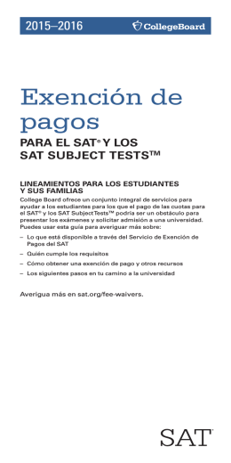 Exención de pagos PARA El SAT® Y LOS SAT SUBJECT TESTS™