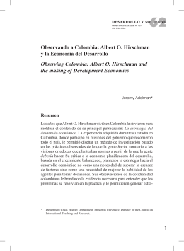 Observando a Colombia: Albert O. Hirschman y la Economía del