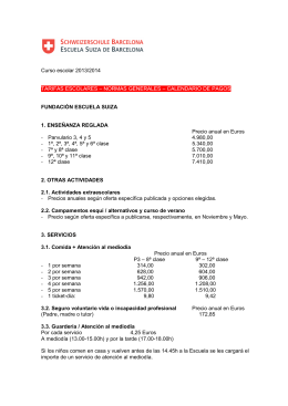 Curso escolar 2013/2014 TARIFAS ESCOLARES – NORMAS