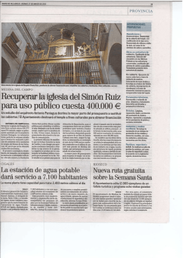 Recuperar la iglesia del Simón Ruiz para uso público cuesta 400.000