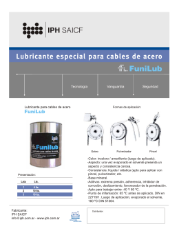 Ficha técnica lubricante para cables de acero Funilub