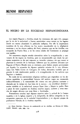 El negro en la sociedad hispanoindiana