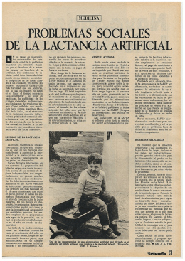 PROBLEMAS SOCIALES . DE LA LACTANCIA ARTIFICIAL