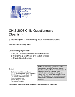 CHIS 2003 Child Questionnaire (Spanish)