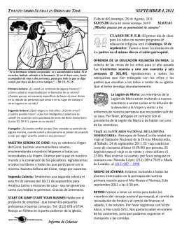 SEPTEMBER 4, 2011 Informe de Colectas